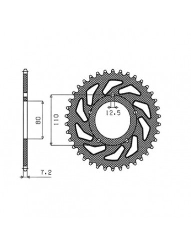 SUNSTAR SPROCKETS 1-4335 RITZEL ERSATZ HINTEN 45 ZÄHNE 525ER TEILUNG NATURSTAHL