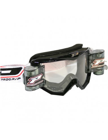 PRO GRIP BRILLE MX/ENDURO MIT ROLL-OFF SCHWARZ 3208 GLASKLAR