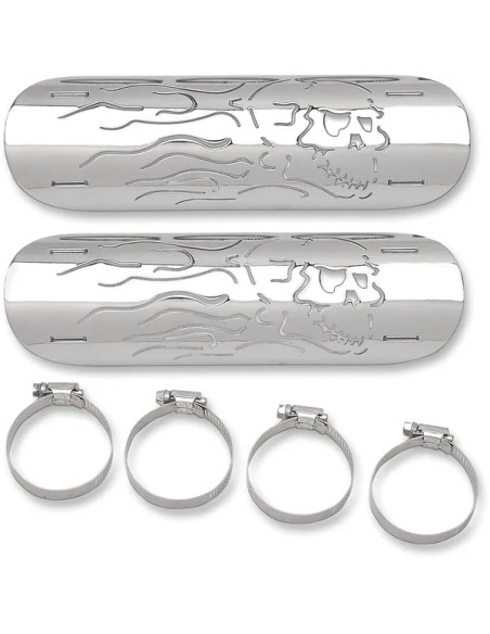 DRAG SPECIALTIES Hitzeschilde - HEAT SHIELD FLAME SKULL