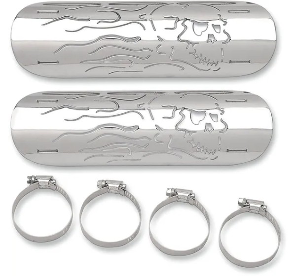 DRAG SPECIALTIES Hitzeschilde - HEAT SHIELD FLAME SKULL
