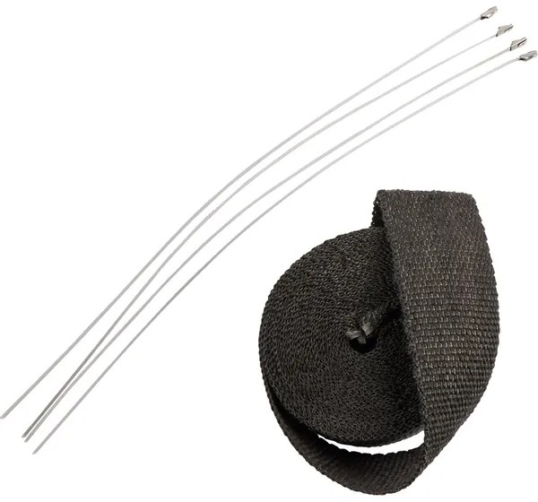 DRAG SPECIALTIES Hitzeschilde - WRAP EXH 2X25' BLK W/TIE