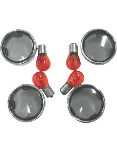 Rauchglas-Blinker-Set mit Chrom-Zierringen