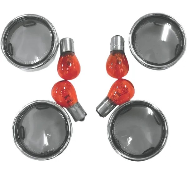 DRAG SPECIALTIES Blinker - LENS KIT SMOKED W/TRIM RNG