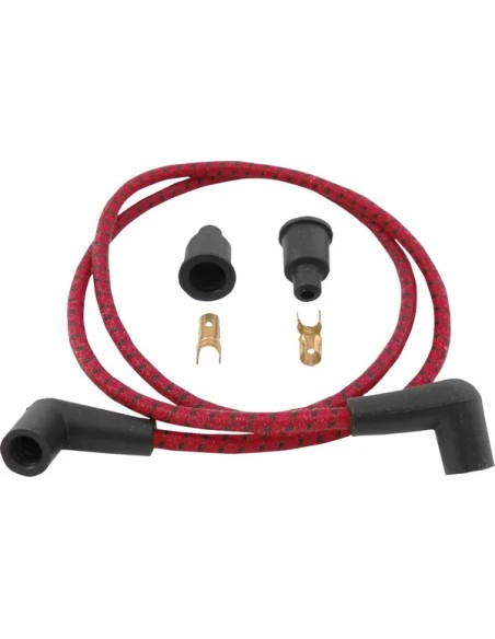 DRAG SPECIALTIES Zündkerzen - WIRES RED/BLK BRAID