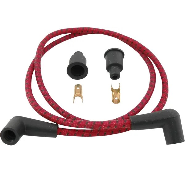 DRAG SPECIALTIES Zündkerzen - WIRES RED/BLK BRAID