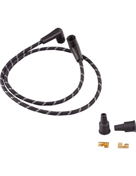DRAG SPECIALTIES Zündkerzen - WIRES BLK/WHT BRAID