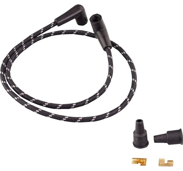 DRAG SPECIALTIES Zündkerzen - WIRES BLK/WHT BRAID