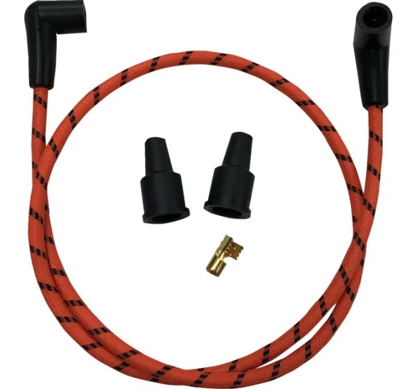 DRAG SPECIALTIES Zündkerzen - WIRES ORG/BLK BRAID