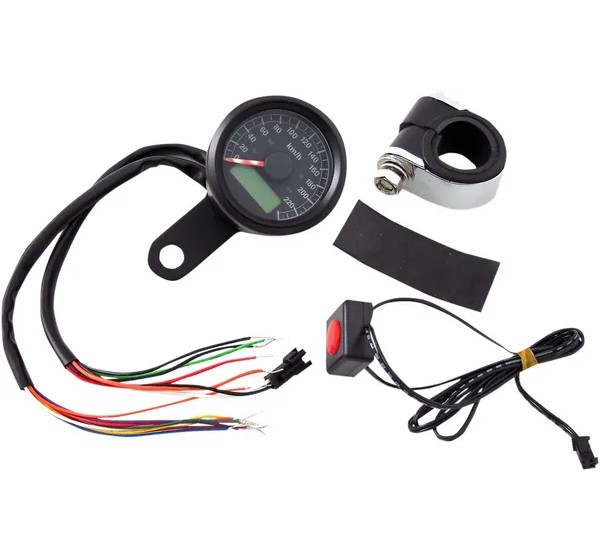DRAG SPECIALTIES Tachometer & Drehzahlmesser - SPEEDO W/4LTS KPH BLK/BLK
