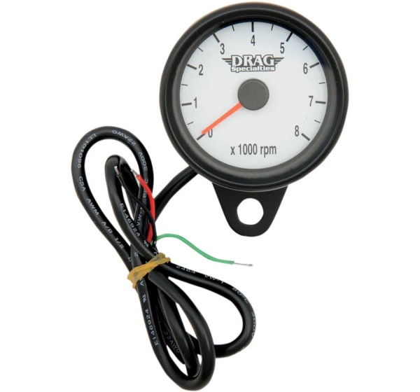 DRAG SPECIALTIES Tachometer & Drehzahlmesser - TACH BLK 2.4 WHT W/LED
