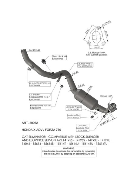 LEOVINCE Krümmer & Mittelrohre für HONDA X-ADV 750 ABS ab 2021