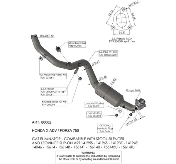 LEOVINCE Krümmer & Mittelrohre für HONDA X-ADV 750 ABS ab 2021
