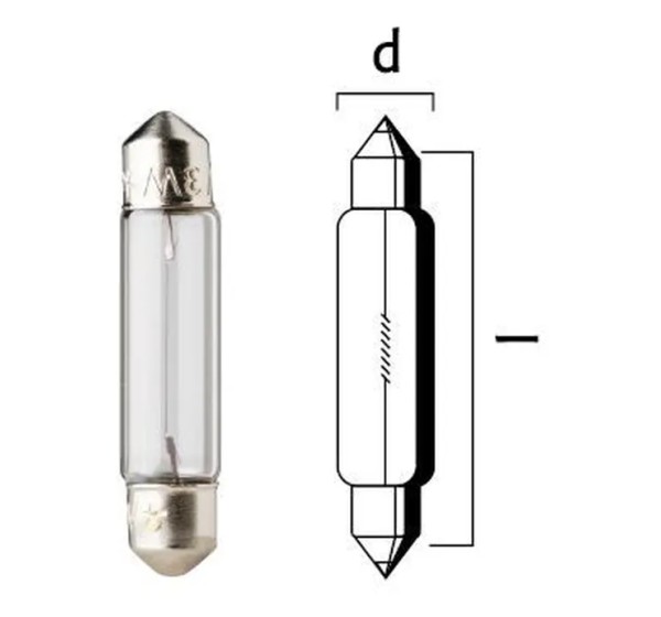 FLOSSER Glühbirnen - BULB 12V3W SV5 5 6 2X28MM 10PK