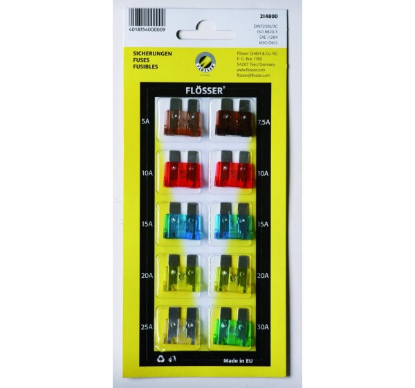 FLOSSER Verbinder & Anschlüsse - FUSES STANDRD ASSORT 10PC CARD