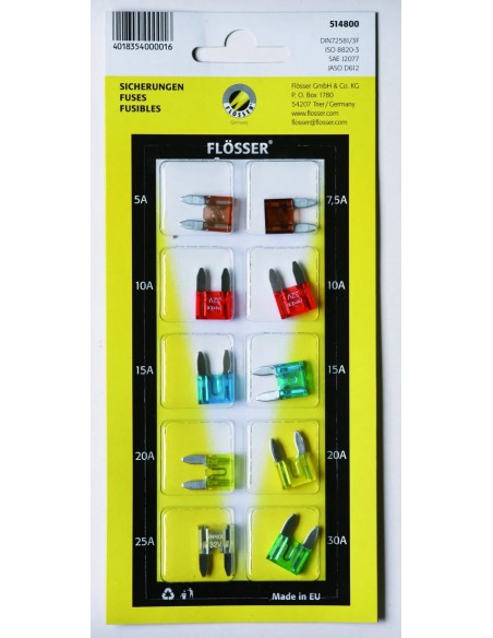 FLOSSER Verbinder & Anschlüsse - FUSES MINI 10PCS CARD