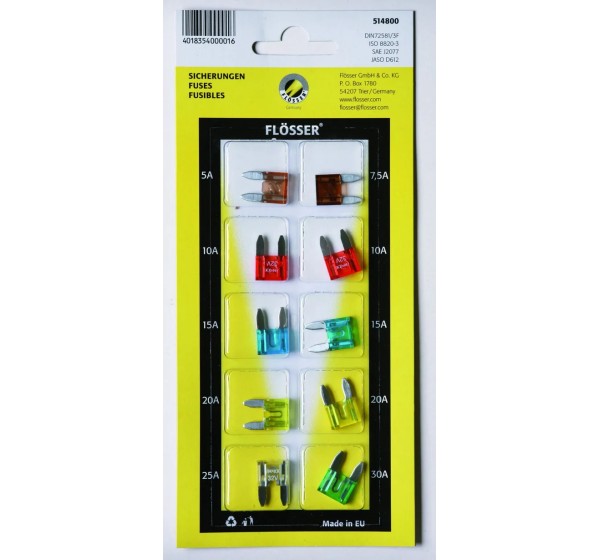 FLOSSER Verbinder & Anschlüsse - FUSES MINI 10PCS CARD