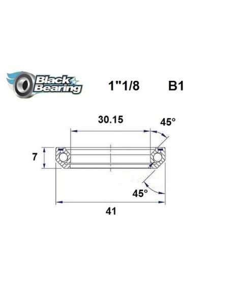 BLACK BEARING Headsets - HB 30.15X41X7MM 45°/45°