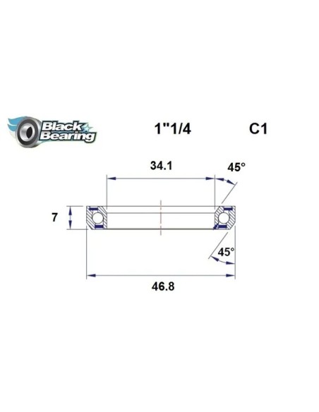 BLACK BEARING Headsets - HB 34.1X46.8X7MM 45°/45°