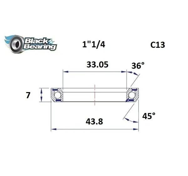 BLACK BEARING Headsets - HB 33.05X43.8X7MM 36°/45°