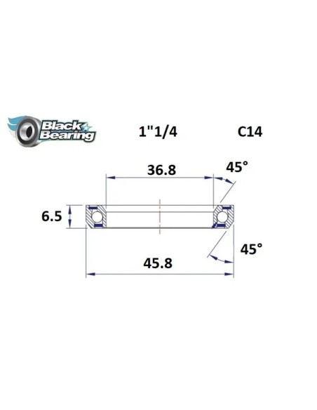 BLACK BEARING Headsets - HB 36.8X45.8X6.5MM 45°/45°