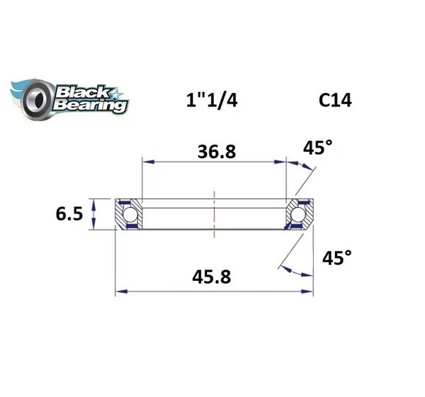 BLACK BEARING Headsets - HB 36.8X45.8X6.5MM 45°/45°