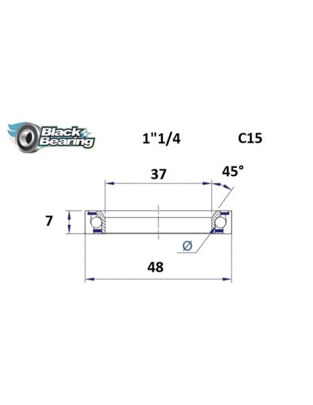 BLACK BEARING Headsets - HB 37X48X7MM 45°/90°