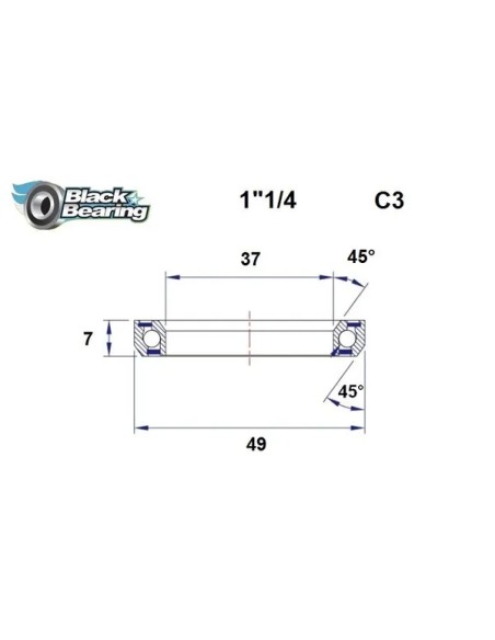 BLACK BEARING Headsets - HB 37X49X7MM 45°/45°