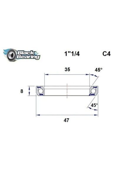BLACK BEARING Headsets - HB 35X47X8MM 45°/45°