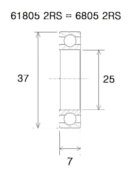 BLACK BEARING Umlenkung & Lager - BEARING B5 25X37X7MM