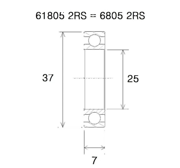 BLACK BEARING Umlenkung & Lager - BEARING B5 25X37X7MM