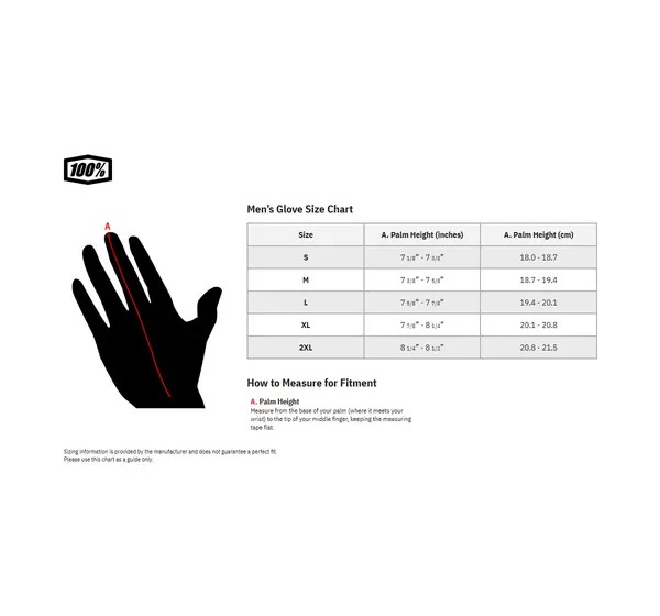 100% Handschuhe - Einbaubeispiel