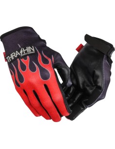 Stealth Leder-Handschuhe mit Flammenmuster