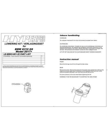HYPERPRO Federung hinten für BMW G 310 GS ABS 2017-2024