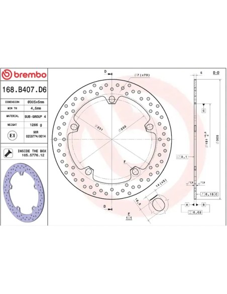 BREMBO Bremsscheiben - Detailansicht