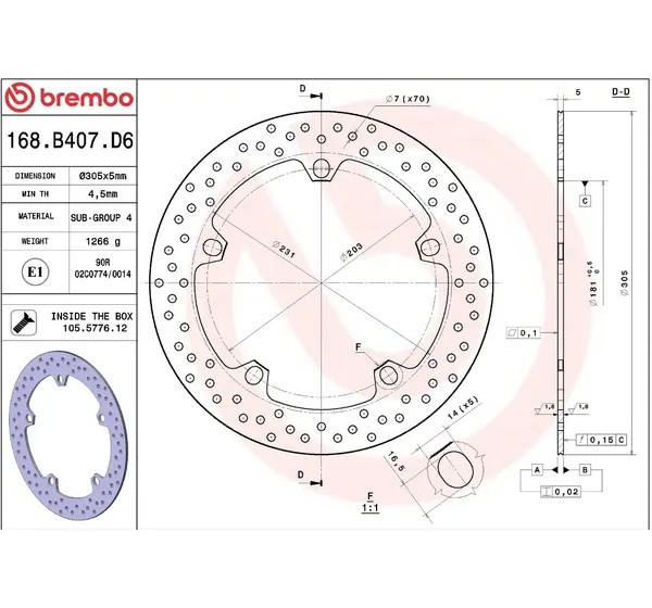 BREMBO Bremsscheiben - Detailansicht
