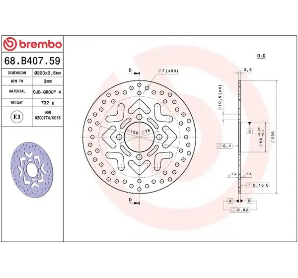 BREMBO Bremsscheiben - Detailansicht