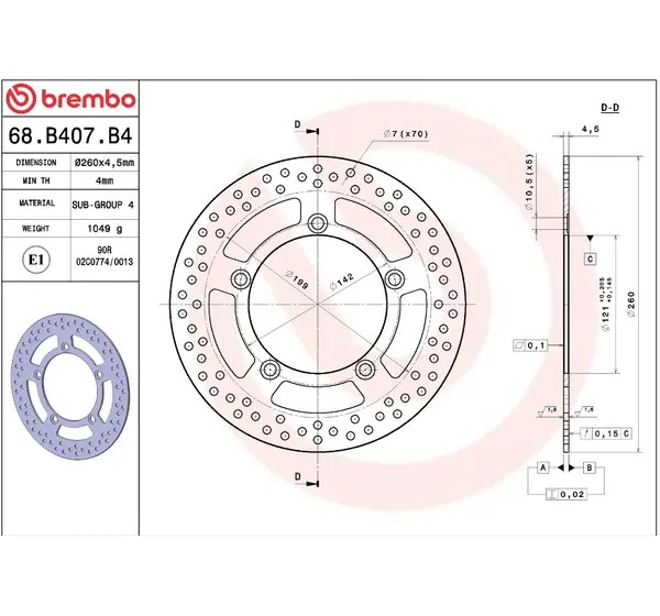 BREMBO Bremsscheiben - Detailansicht