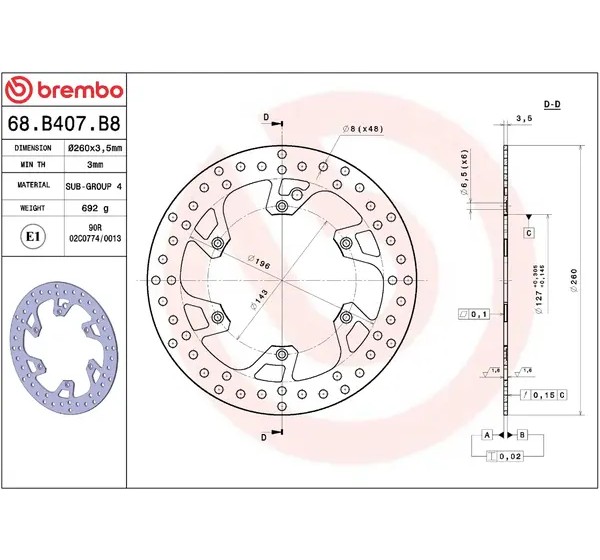 BREMBO Bremsscheiben - Detailansicht