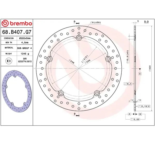 BREMBO Bremsscheiben - Detailansicht
