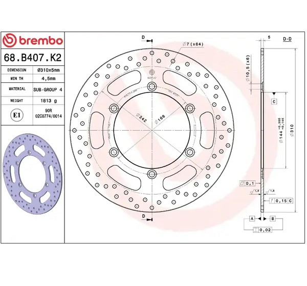 BREMBO Bremsscheiben - Detailansicht