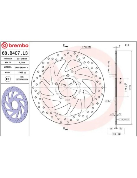 BREMBO Bremsscheiben - Detailansicht