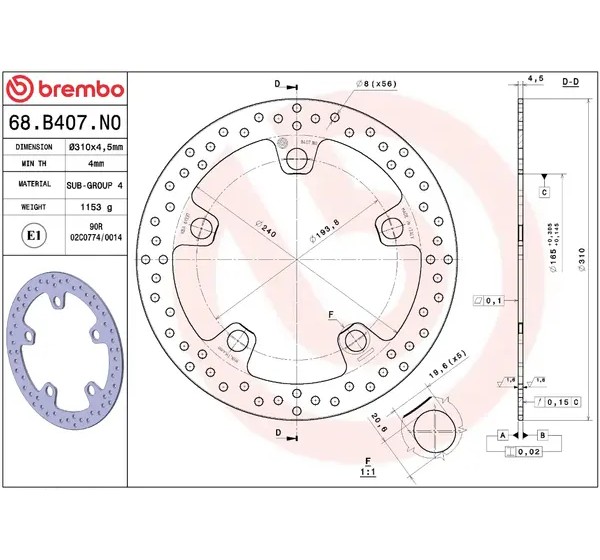 BREMBO Bremsscheiben - Detailansicht