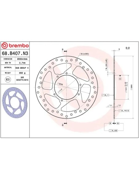 BREMBO Bremsscheiben - Detailansicht