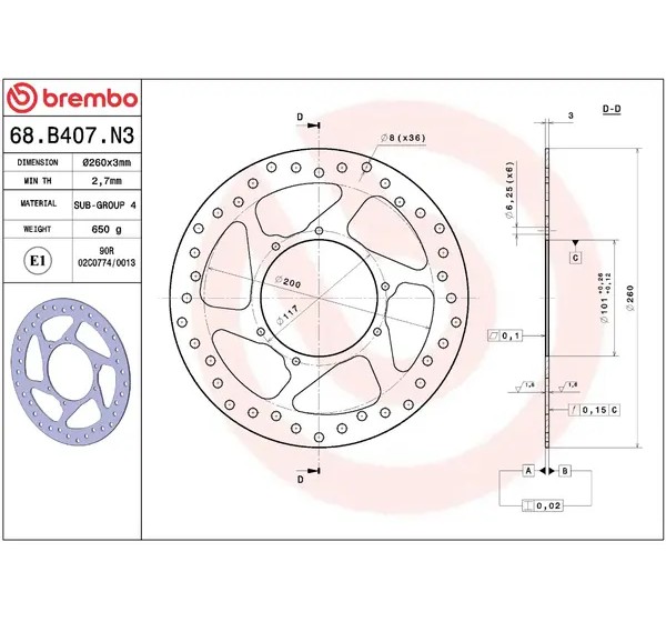 BREMBO Bremsscheiben - Detailansicht