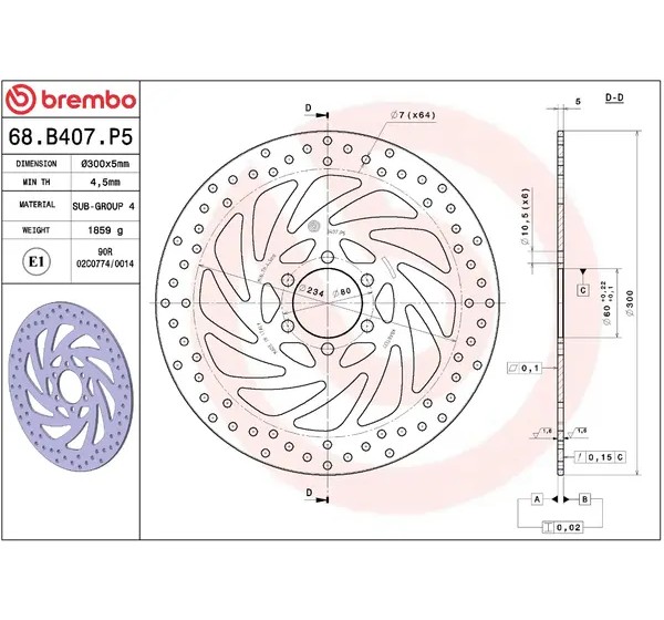 BREMBO Bremsscheiben - Detailansicht