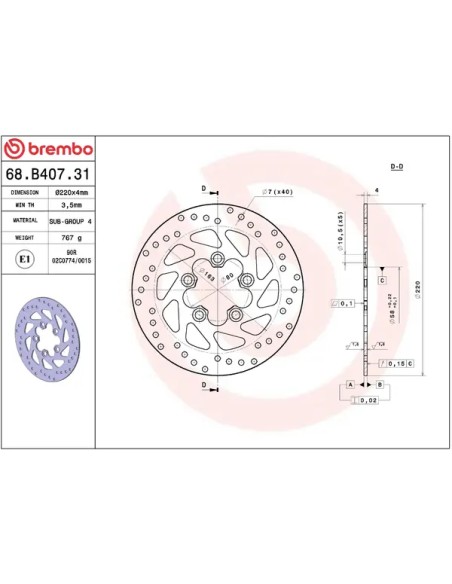 BREMBO Bremsscheiben - Detailansicht