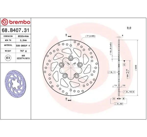 BREMBO Bremsscheiben - Detailansicht