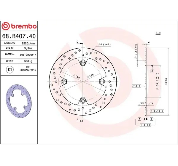 BREMBO Bremsscheiben - Detailansicht