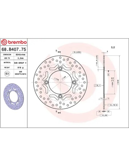 BREMBO Bremsscheiben - Detailansicht