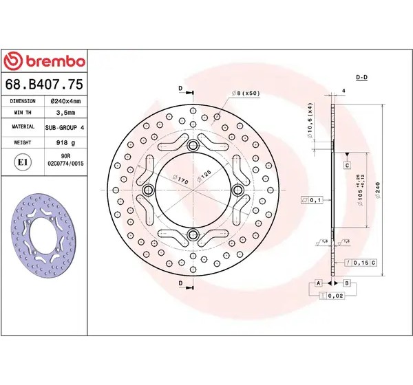 BREMBO Bremsscheiben - Detailansicht